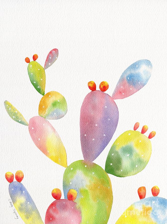 Colorful Prickly Cactus 3 Painting by Melly Terpening