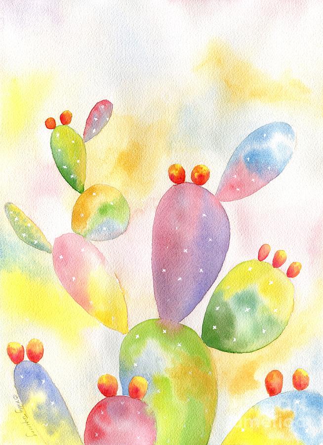 Colorful Prickly Cactus 4 Painting by Melly Terpening