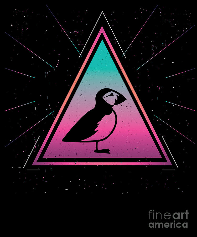 Colorful Puffin Geometrical Triangle Seabird Retro Style graphic