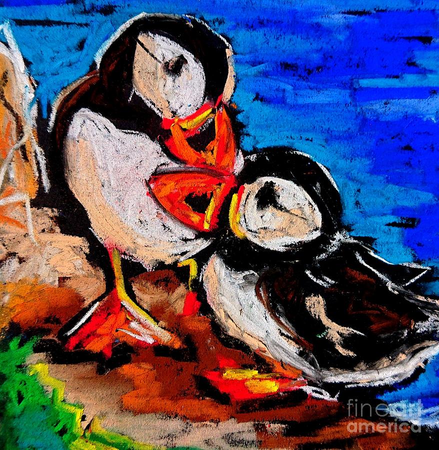 Colorful puffin painting  Painting by Mary Cahalan Lee - aka PIXI