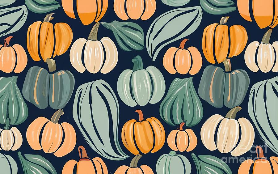 Colorful Pumpkins 2 Drawing by Andrea Anderegg