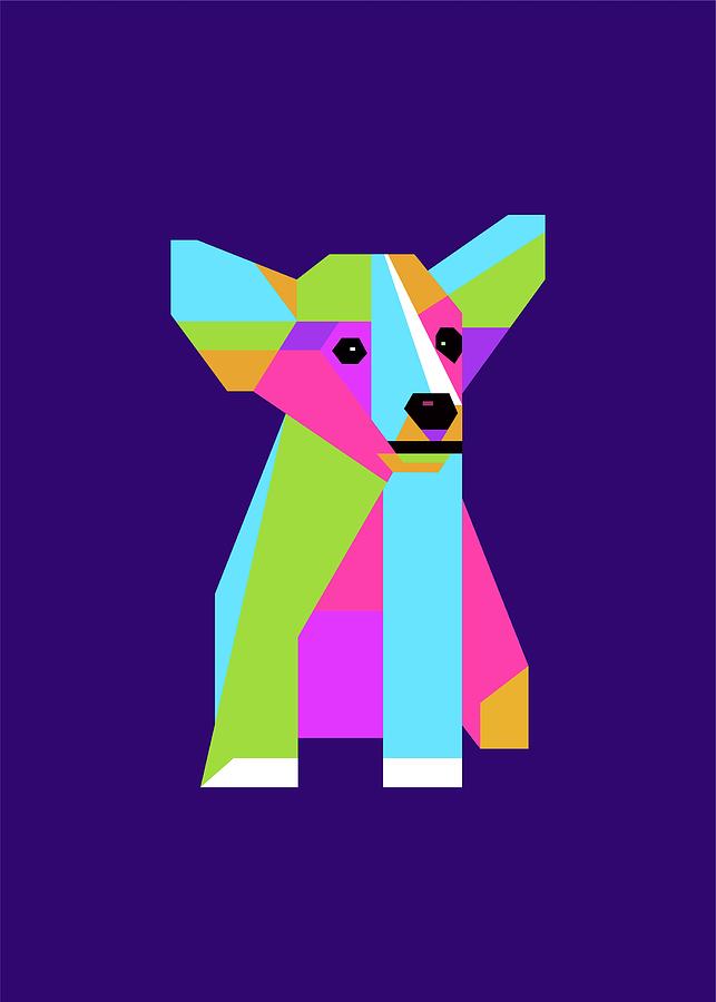 Colorful Puppy Wpap Style Purple Background By Ahmad Nusyirwan Digital Art