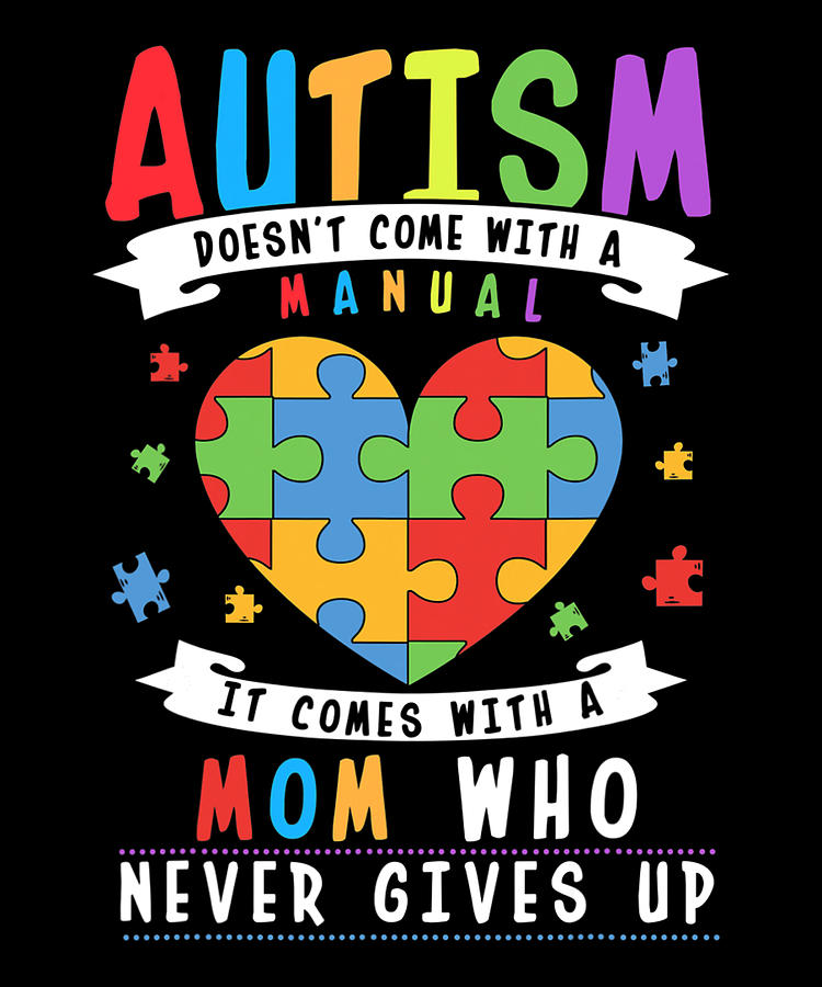 Colorful Puzzle Piece Heart Mom Autism Awareness Digital Art by Shannon ...