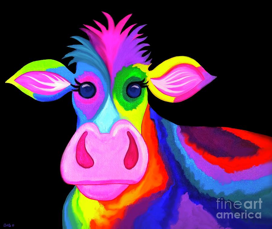 Colorful Rainbow Cow Painting