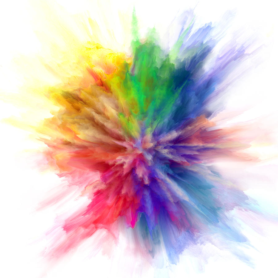 Colorful Rainbow Holi Paint Color Powder Explosion Isolated White Background Drawing by Pobytov