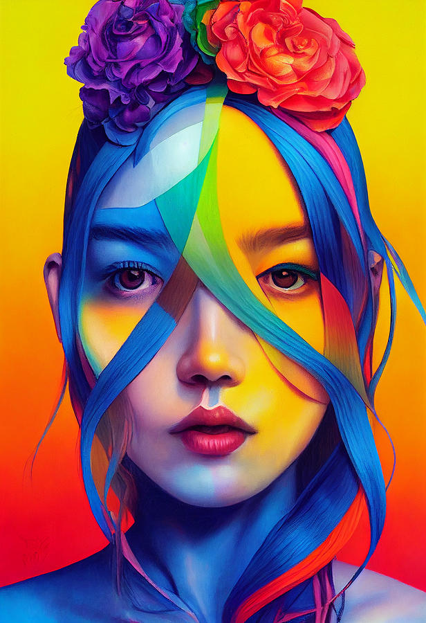 Colorful Rainbow Portrait In The Style Of James Jean 378a4914 A319 4b19 