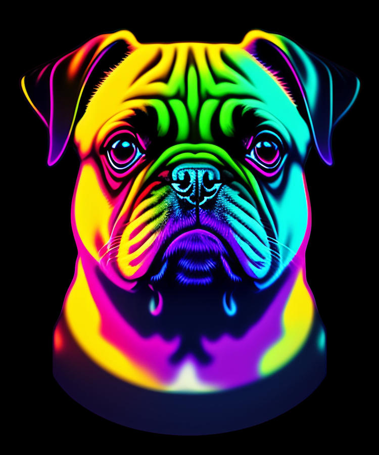 Colorful Rainbow Pug Digital Art by Flippin Sweet Gear