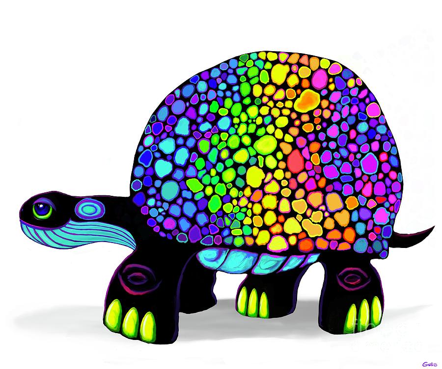 Colorful Rainbow Turtle Digital Art