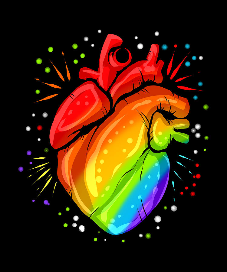 Colorful Real Heart LGBTQ GAY Lesbian Pride Month Digital Art By Jan ...