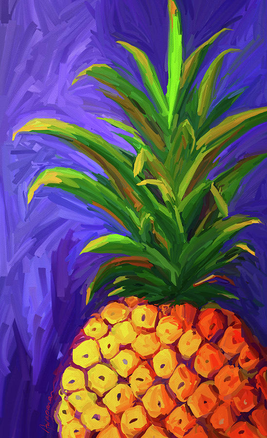 Colorful Ripe Pineapple - Modern Wall Art Digital Art by Patricia Awapara
