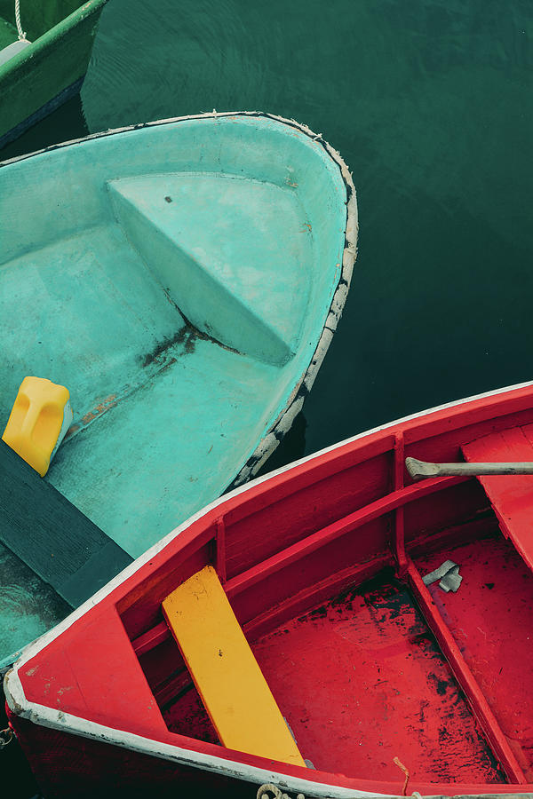 Colorful Rockport Harbor Row Boats Photograph