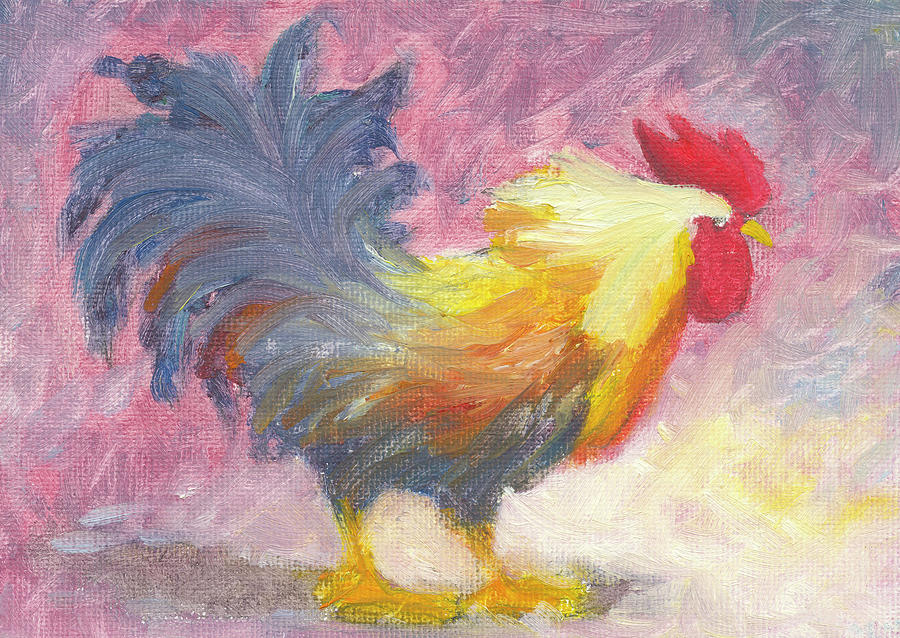 Colorful Rooster Painting by Deborah League