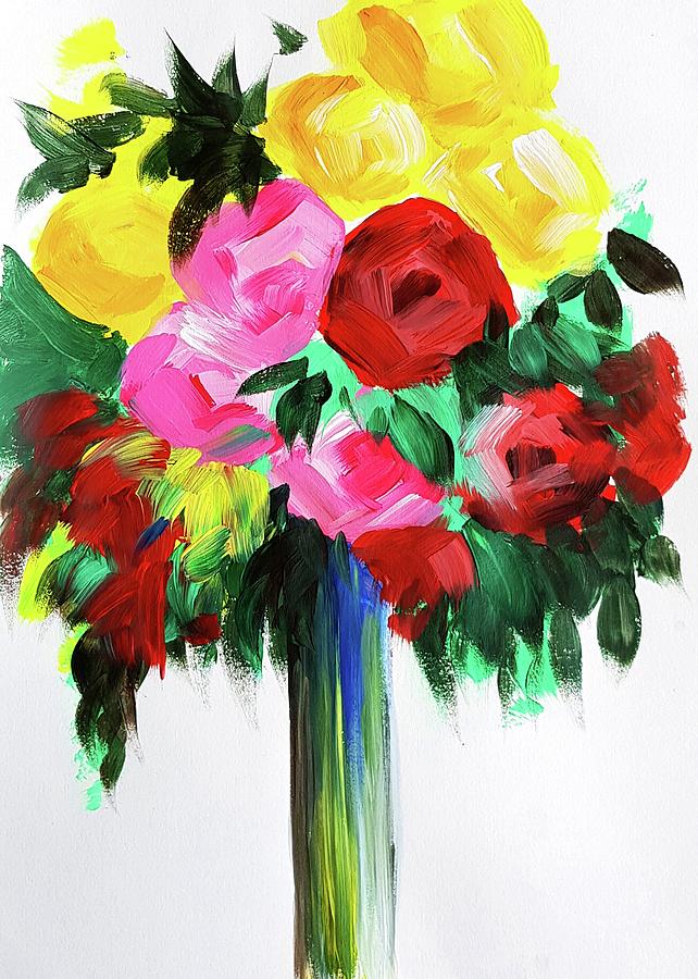 Colorful Roses Painting by Nicole Tang