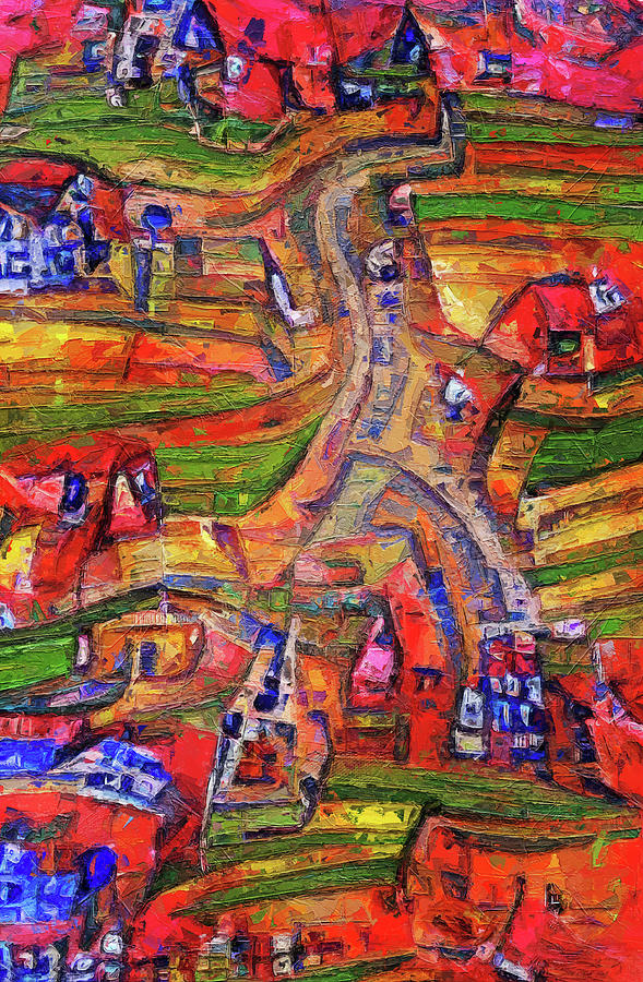 Colorful Rural Village Roads Painting by Dan Sproul