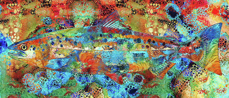 Salmon Painting - Colorful Salmon Fish Art Hidden Gem by Sharon Cummings