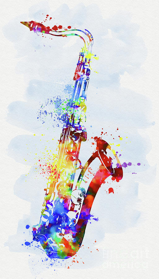 Colorful Saxophone Mixed Media by Olga Hamilton