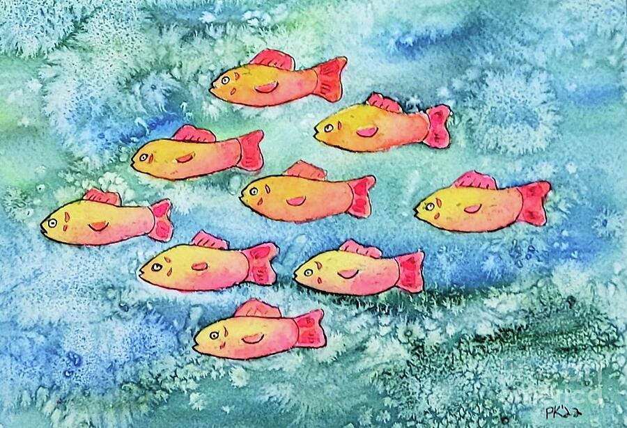 Colorful School of Fish Painting by Patricia Kilian - Fine Art America