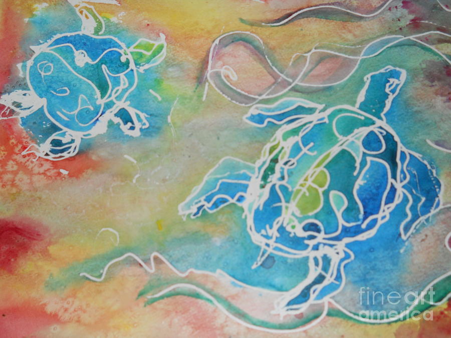 Colorful Sea Turles, Nature Painting by M c Sturman