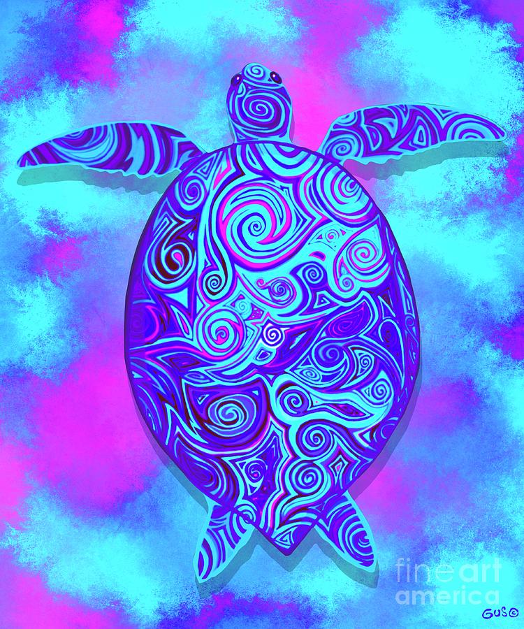 Colorful Sea Turtle Digital Art