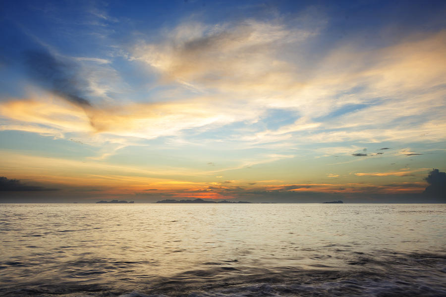 Colorful Seascape Sunset Photograph by Chaloemphan