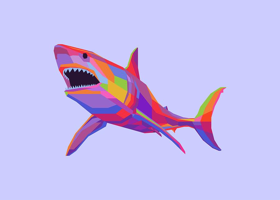 Colorful Shark Fish 002 Digital Art