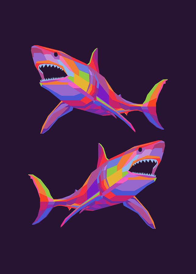 Colorful Shark Fish 003 Digital Art