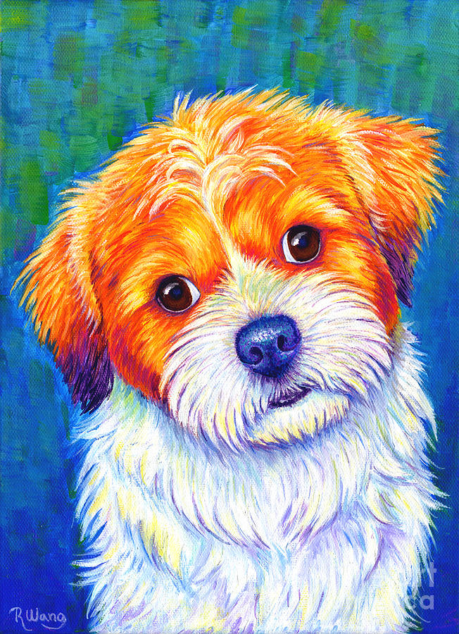 Colorful Shih Tzu Dog Painting by Rebecca Wang