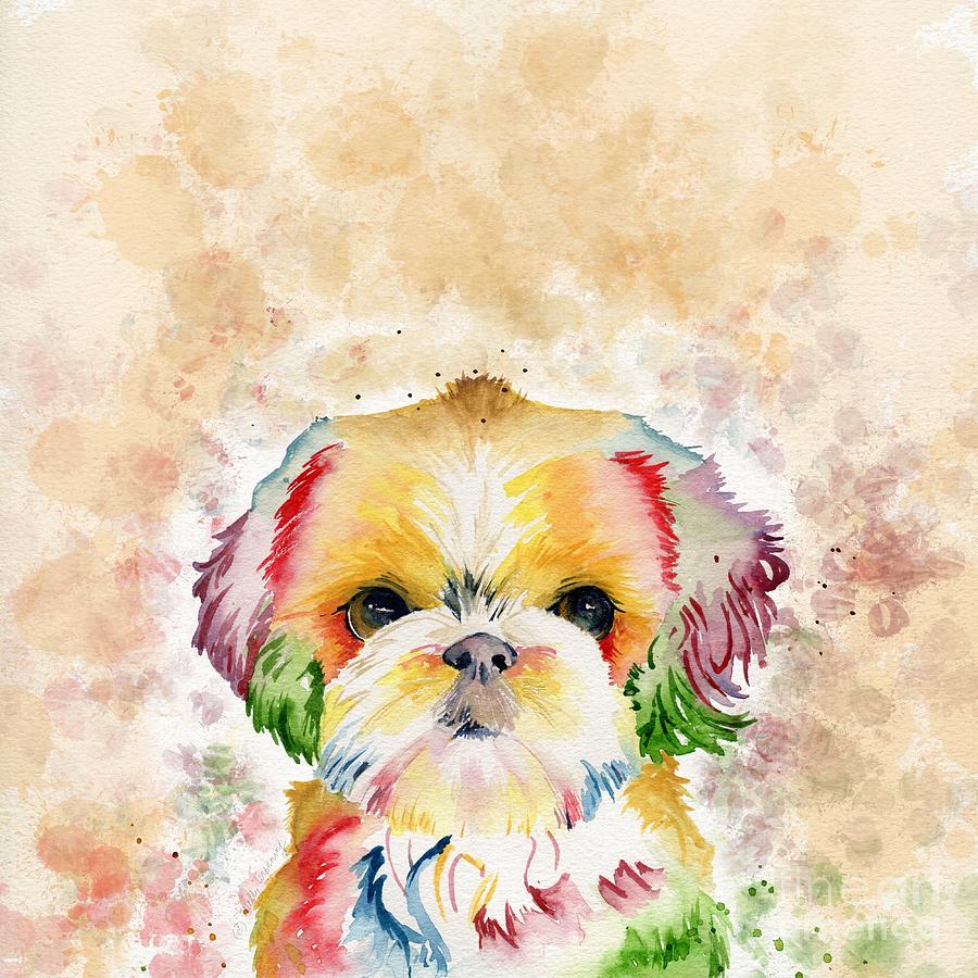 Colorful Shih Tzu Painting by Melly Terpening