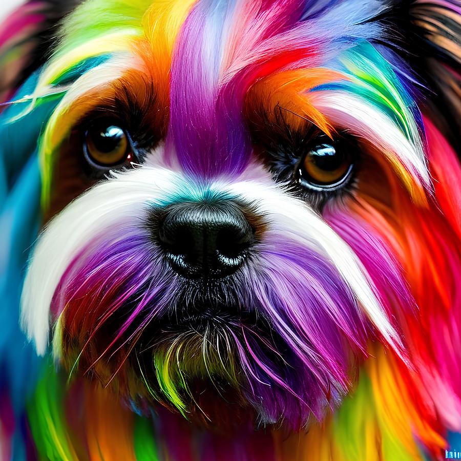 Colorful Shih Tzu Rainbow Digital Art by Adriano Santini - Fine Art America