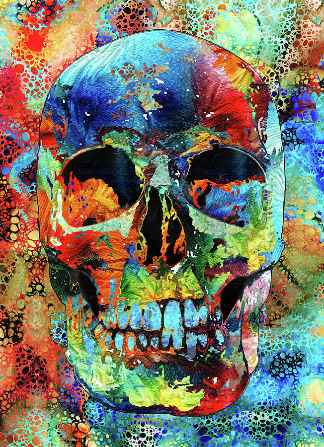 Skull Painting - Colorful Skull Art - Hidden Gem - Sharon Cummings by Sharon Cummings