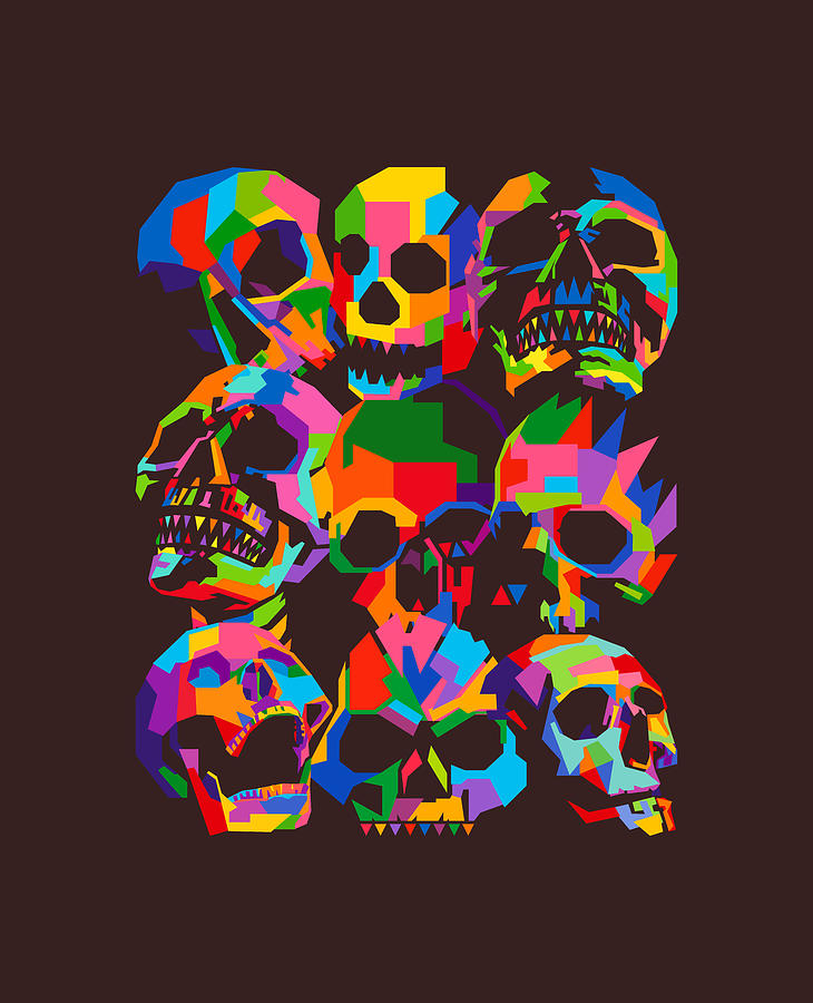Colorful Skull Wpap Style 16 Digital Art