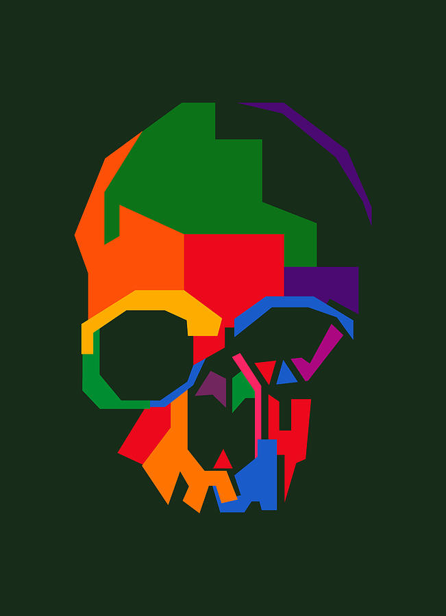 Colorful Skull Wpap Style 3 Digital Art