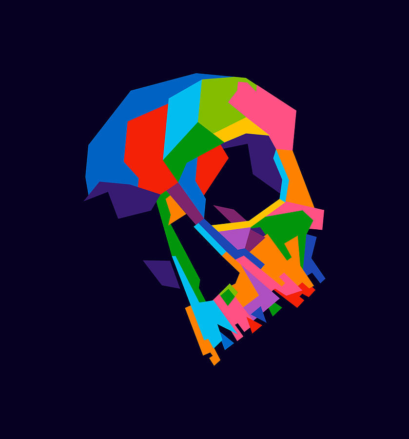 Colorful Skull Wpap Style 9 Digital Art