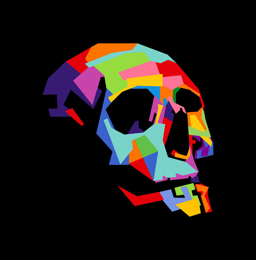 Colorful Skull Wpap Style Digital Art