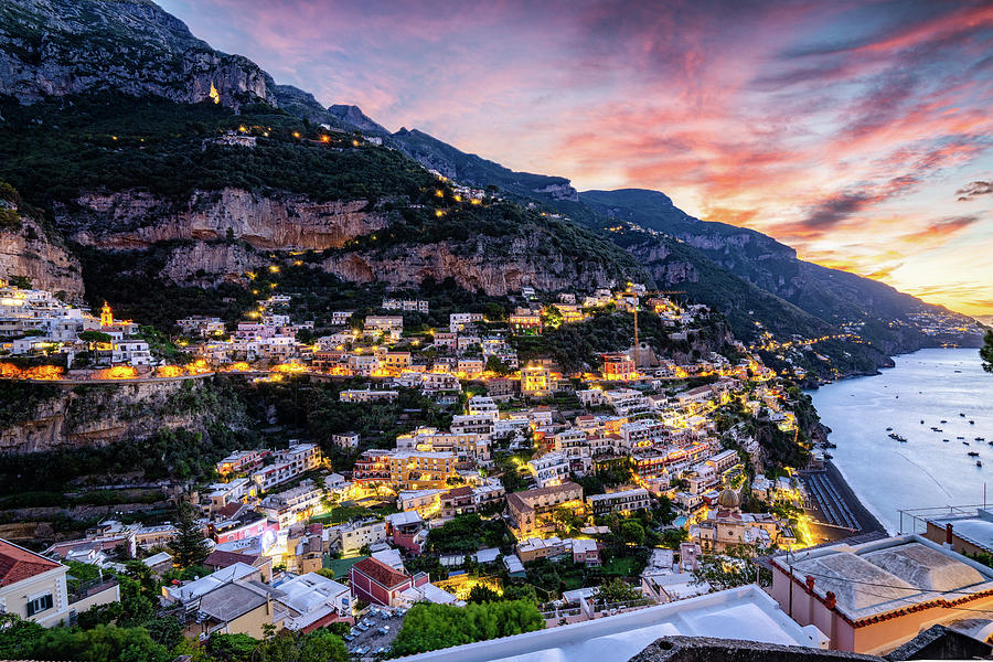 Colorful Sky Over Positano Italy Photograph by James Udall