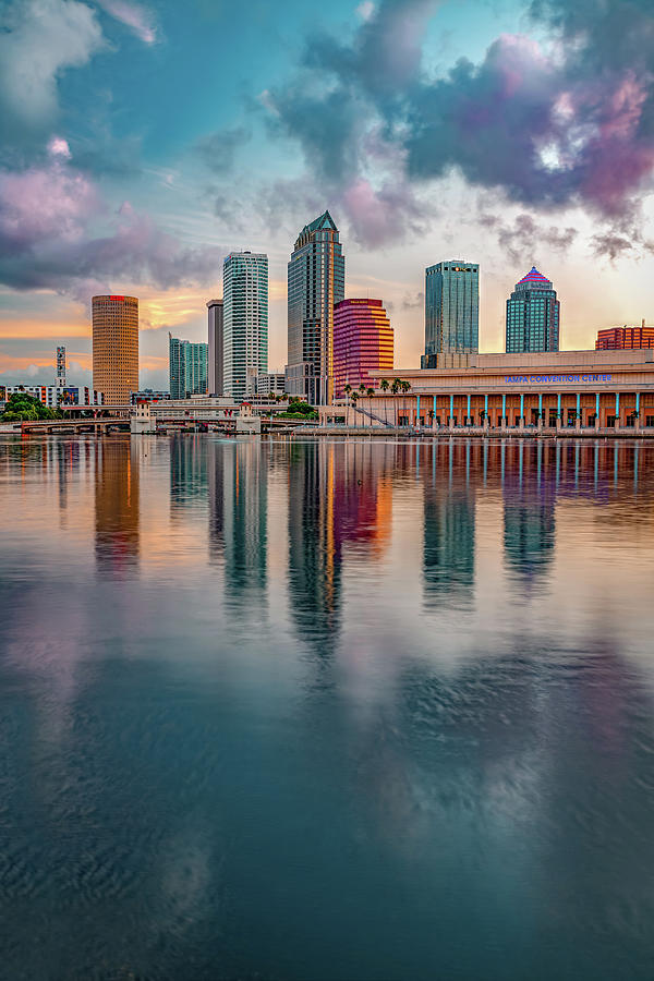 America Photograph - Colorful Skyline of Tampa Florida at Sunrise by Gregory Ballos