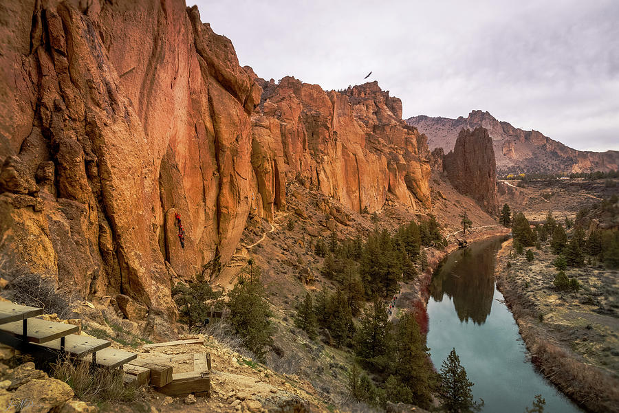 Colorful Smith Rock Oregon Canyon Walls And Beautiful River Reflection Photograph by Jason McPheeters