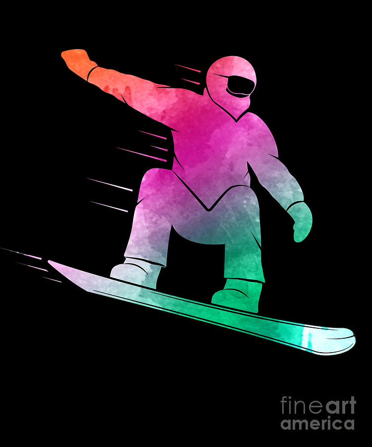 Mountain Digital Art - Colorful Snowboarding Cool Winter Sports Gift by Thomas Larch