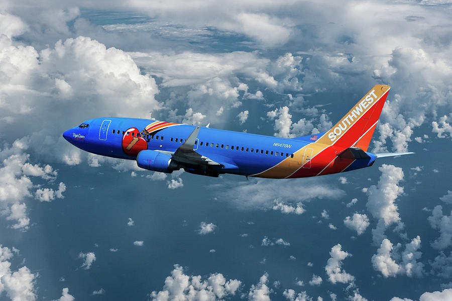 Colorful Southwest Airlines Boeing 737 Mixed Media by Erik Simonsen