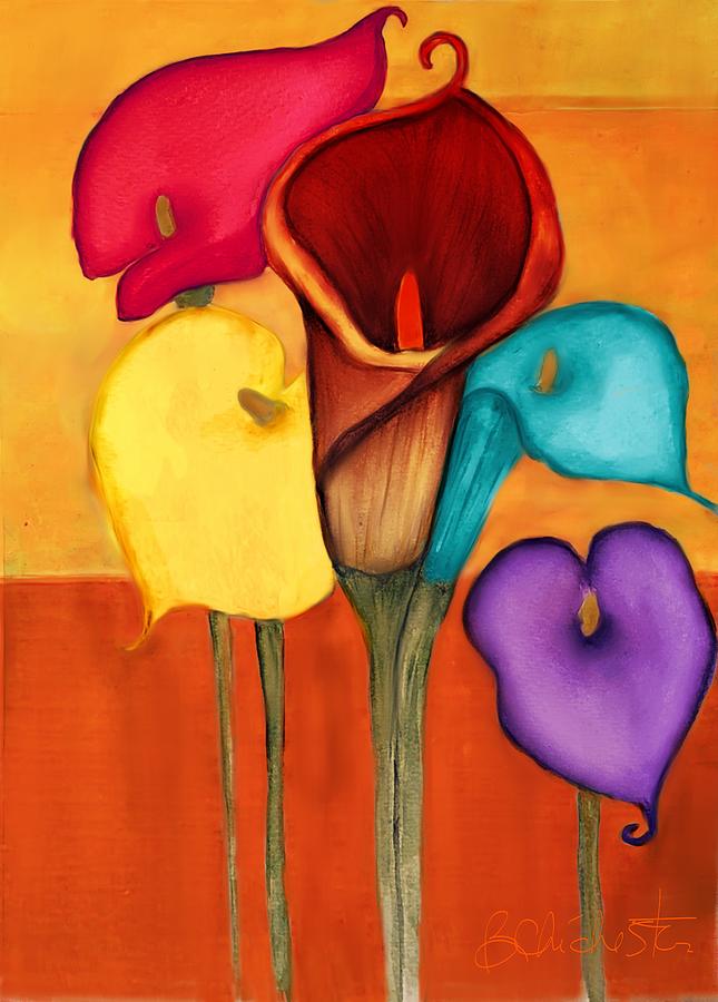 Colorful Southwest Calla Lillies Painting by Barbara Chichester