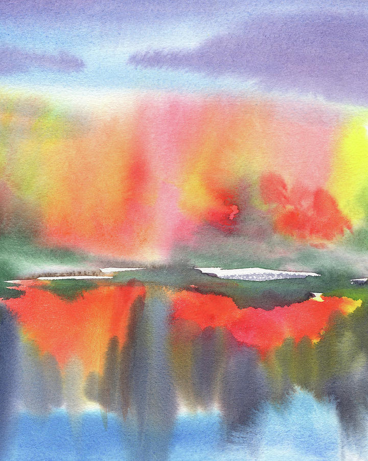 Colorful Splash Of Fall Abstract Watercolor Art  Painting by Irina Sztukowski