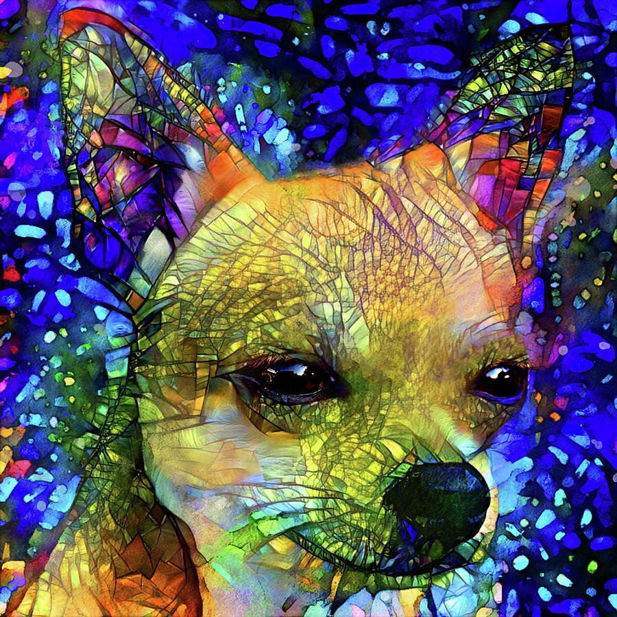 Colorful Stained Glass Chihuahua Art Digital Art by Peggy Collins