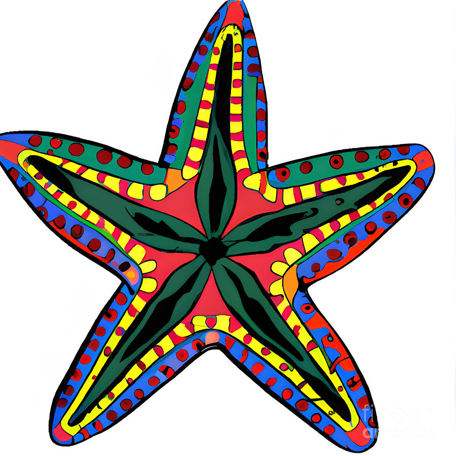 Colorful Starfish Digital Art by Debra Miller