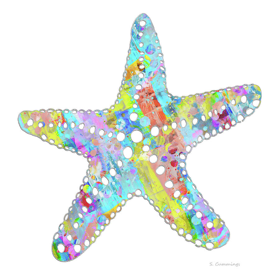 Colorful Starfish Fresh Color Art Painting by Sharon Cummings