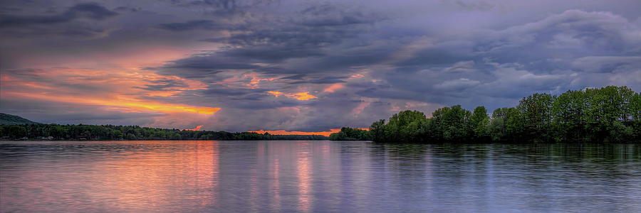 Colorful Stormy Sunset Over Lake Wausau Panoramic Photograph by Dale Kauzlaric