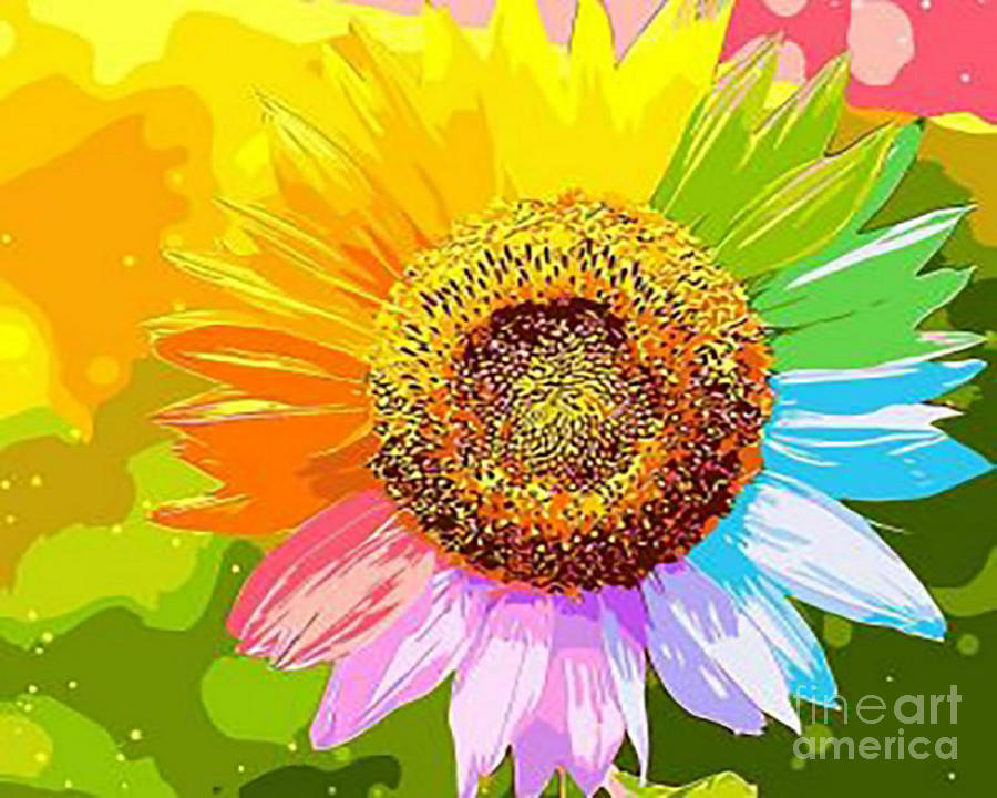 Colorful Sunflower Painting by Nehemiah Art - Fine Art America