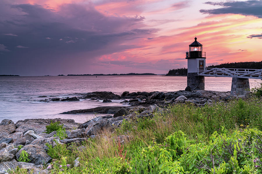 Colorful Sunset at Marshall Point Lighthouse Photograph by Douglas Wielfaert