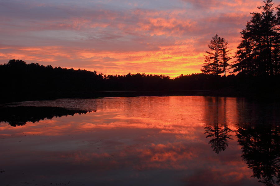 Colorful Sunset at Pottapaug Pond Photograph by John Burk