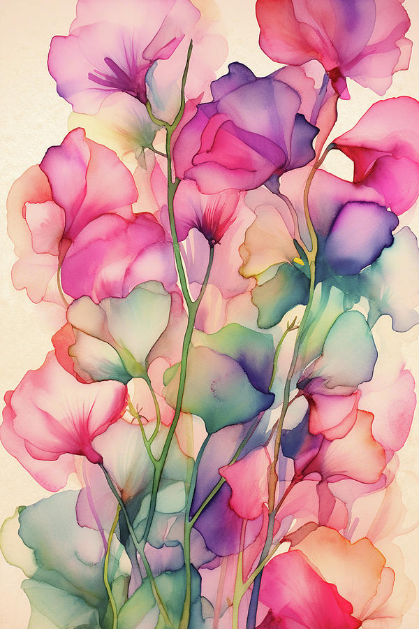 Colorful Sweet Peas Digital Art by Peggy Collins