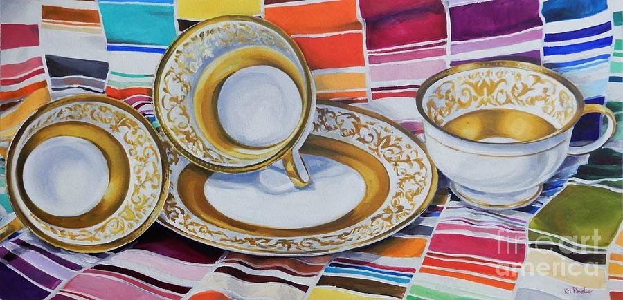 Colorful Tea Break Painting by K M Pawelec